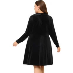 Agnes Orinda Women's Plus Size Elegant Outfits Velvet Long Sleeve Peter Pan Collar Flare Midi Dress -Agnes Sales Store GUEST d35126a2 4f82 43ca b162 4b980b27a45f