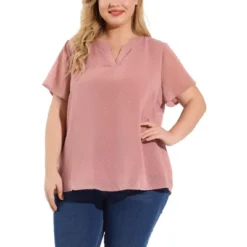 Agnes Orinda Women's Plus Size Pin Dots V-Neck Dressy Trendy Fashion Summer Blouses -Agnes Sales Store GUEST d3637e6b 5e7b 44f1 8ace c8e0d4c7b0b8