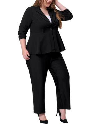 Agnes Orinda Women's Plus Size Office Work Double Lapel Button Peplum Blazers 1 Agnes Orinda Women's Plus Size Office Work Double Lapel Button Peplum Blazers