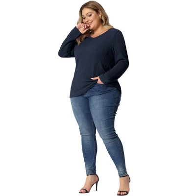 Agnes Orinda Women's Plus Size Knit Thin Fall Winter Trendy Crochet Comfy Pullover Sweaters 2 Agnes Orinda Women's Plus Size Knit Thin Fall Winter Trendy Crochet Comfy Pullover Sweaters - Image 2