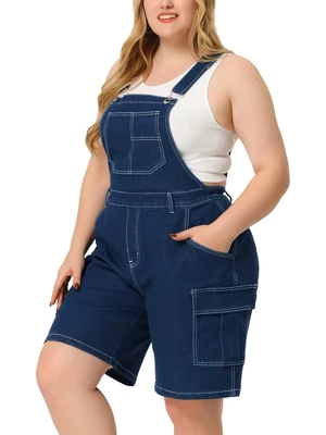 Agnes Orinda Women's Plus Size Denim Overalls Cross Back Cargo Pocket Adjustable Strap Jeans Shortalls 6 Agnes Orinda Women's Plus Size Denim Overalls Cross Back Cargo Pocket Adjustable Strap Jeans Shortalls - Image 6