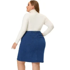 Agnes Orinda Women's Plus Size Denim Casual Mini Pockets Button Jean Pencil Skirts -Agnes Sales Store GUEST d504ef2b c28f 467a a777 8a0d8cd00320