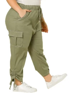 Agnes Orinda Women's Plus Size Drawstring Elastic Waist Cargo Pants With Pockets -Agnes Sales Store GUEST d5bd48fc 6861 4eca 8f7b 7f1122264306