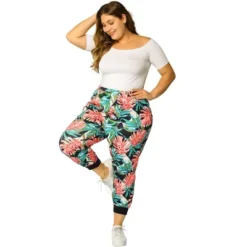 Agnes Orinda Women's Plus Size Adjustable Elastic Waist Pockets Tropical Harem Jogger Pants -Agnes Sales Store GUEST d5bfafdb e5de 4dcc b7a7 04a5b6f1a1d4