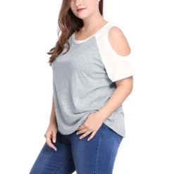 Agnes Orinda Women Plus Size Contrast Raglan Sleeves Cold Shoulder Tee -Agnes Sales Store GUEST d644d0e5 4b1b 4a91 9f49 4e020777b49c