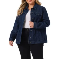 Agnes Orinda Women's Plus Size Classic Denim Washed Front Long Sleeve Jean Jackets -Agnes Sales Store GUEST d7b4cea5 a2a6 48a7 b91c 5568b40dcb45