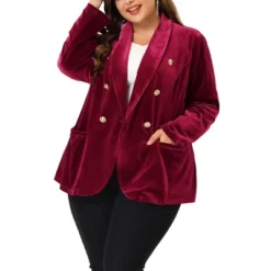 Agnes Orinda Women's Plus Size Festival Party Button Notched Lapel Velvet Blazer -Agnes Sales Store GUEST d8240394 c772 4176 8149 37ef5f8102c5