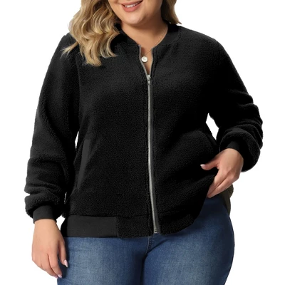 Agnes Orinda Women's Plus Size Shearling Fluffy Fuzzy Long Sleeve Zip Up Fleece Jackets 5 Agnes Orinda Women's Plus Size Shearling Fluffy Fuzzy Long Sleeve Zip Up Fleece Jackets - Image 5