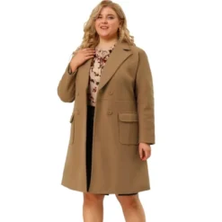 Agnes Orinda Women's Plus Size Winter Peacoat Notched Lapel Double Breasted Long Overcoats -Agnes Sales Store GUEST d8adf412 f5c2 48b4 905f 057e937f1de1