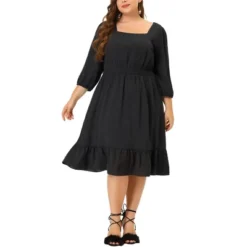 Agnes Orinda Women's Plus Size Swiss Dots Wedding Empire Waist Dresses