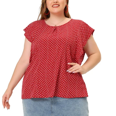 Agnes Orinda Women's Plus Size Summer Chiffon Polka Dots Top 8 Agnes Orinda Women's Plus Size Summer Chiffon Polka Dots Top - Image 8