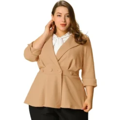 Agnes Orinda Women's Plus Size Ruffle Peplum Ruched Curvy Formal Outfits Blazers -Agnes Sales Store GUEST d8fd8d63 964d 4a83 b722 550aaf4343ae