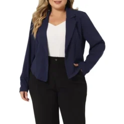 Agnes Orinda Women's Plus Size V Neck Button Notch Panel Formal Office Cropped Blazers -Agnes Sales Store GUEST d958087a d300 405d 90a2 541a0d89b62d