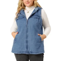 Agnes Orinda Women's Plus Size Hoodie Zipper Up Pocket Denim Sleeveless Jacket Vest -Agnes Sales Store GUEST d9d46bc6 7f65 4cbd a8f6 4eb3379ba242