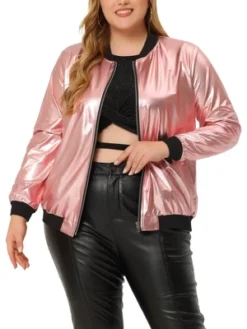 Agnes Orinda Women's Plus Size Bomber Jacket Zip-Up Party Outwear With Pockets -Agnes Sales Store GUEST da097f15 4c26 4579 858f c2bbb76e3f7c