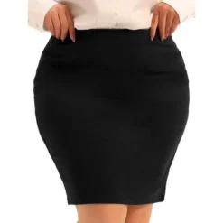 Agnes Orinda Women's Plus Size High Waist Stretch Office Work Bodycon Pencil Skirt