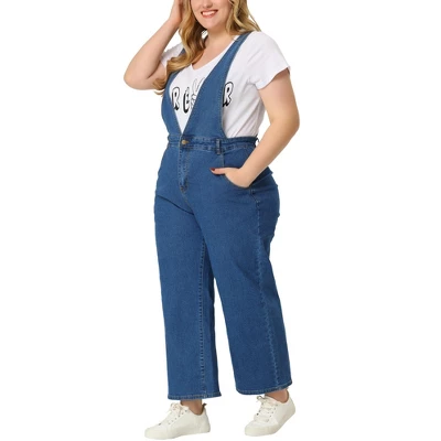 Agnes Orinda Women's Plus Size Denim Overalls Strap Cross Back Jumpsuits 5 Agnes Orinda Women's Plus Size Denim Overalls Strap Cross Back Jumpsuits - Image 5