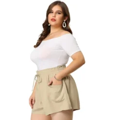 Agnes Orinda Women's Plus Pants Casual Drawstring Waist Shorts With Front Pokcets -Agnes Sales Store GUEST dcab1d62 78e4 4331 a001 f2537435130e