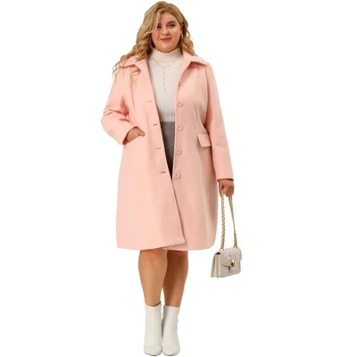 Agnes Orinda Women's Plus Size Coats Peter Pan Collar Single Breasted Long Coat 2 Agnes Orinda Women's Plus Size Coats Peter Pan Collar Single Breasted Long Coat - Image 2