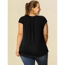 Agnes Orinda Women's Plus Size Round Neck Ruched Short Sleeve Summer Casual Blouses -Agnes Sales Store GUEST dd898922 17fe 4229 ab1c d3b00c00bbfb