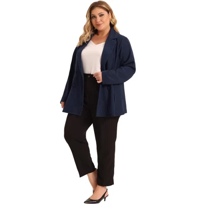 Agnes Orinda Women's Plus Size Lapel Work Double Breasted Jacket Blazers 2 Agnes Orinda Women's Plus Size Lapel Work Double Breasted Jacket Blazers - Image 2