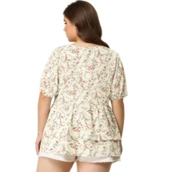 Agnes Orinda Women's Plus Size Blouse Floral Layered Flare Hem Casual Peplum Tops -Agnes Sales Store GUEST de9331cc 88a2 4ff6 a005 3f0910f3d7e1