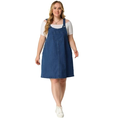 Agnes Orinda Women's Plus Size Denim Overall Adjustable Straps Denim Bib Jumper With Pockets Tutu Dresses 2 Agnes Orinda Women's Plus Size Denim Overall Adjustable Straps Denim Bib Jumper With Pockets Tutu Dresses - Image 2