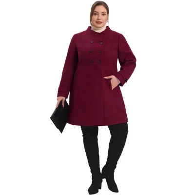 Agnes Orinda Women's Plus Size Stand Collar Pockets Double Breasted Trendy Winter Coats 2 Agnes Orinda Women's Plus Size Stand Collar Pockets Double Breasted Trendy Winter Coats - Image 2