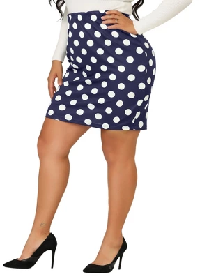 Agnes Orinda Women's Plus Size Polka Dots Elastic Waist Bodycon Skirts 8 Agnes Orinda Women's Plus Size Polka Dots Elastic Waist Bodycon Skirts - Image 8