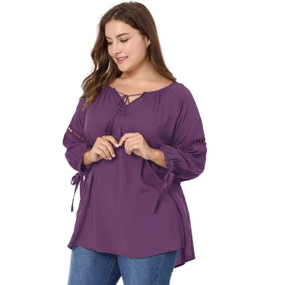 Agnes Orinda Women's Plus Size Long Sleeve Tie Winter Trendy Basic Tunic Blouse 9 Agnes Orinda Women's Plus Size Long Sleeve Tie Winter Trendy Basic Tunic Blouse - Image 9