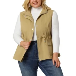 Agnes Orinda Women's Plus Size Utility Vest Cargo Pocket Drawstring Waist Sleeveless Jacket -Agnes Sales Store GUEST e02a4ef3 58ac 4a1b a78e 3ca496d99f81