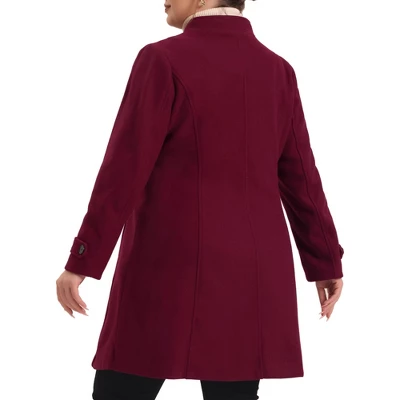 Agnes Orinda Women's Plus Size Stand Collar Pockets Double Breasted Trendy Winter Coats 3 Agnes Orinda Women's Plus Size Stand Collar Pockets Double Breasted Trendy Winter Coats - Image 3
