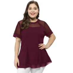 Agnes Orinda Women's Plus Size Round Neck Lace Swing Yoke Top -Agnes Sales Store GUEST e1c15c3d ba09 43d8 90d3 e55441e9b398