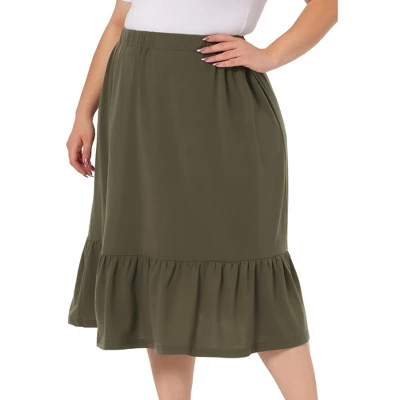 Agnes Orinda Women's Plus Size Ruffle Elastic Waist Swing Casual Midi Vintage Skirts 1 Agnes Orinda Women's Plus Size Ruffle Elastic Waist Swing Casual Midi Vintage Skirts