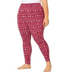 Agnes Orinda Women's Plus Size Elastic Waist Full Length Christmas Leggings