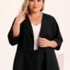 Agnes Orinda Women's Plus Size Ruffle Peplum Ruched Curvy Formal Outfits Blazers