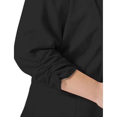 Agnes Orinda Women's Plus Size Fashion Formal With 3/4 Pleated Sleeves And Shawl Collar Blazers 4 Agnes Orinda Women's Plus Size Fashion Formal With 3/4 Pleated Sleeves And Shawl Collar Blazers - Image 4