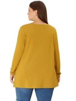 Agnes Orinda Women's Plus Size Plain Casual Split Side Long Sleeve Top -Agnes Sales Store GUEST e37e5661 7e86 49db b68a b14ab9bcf3c2
