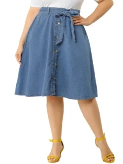 Agnes Orinda Women's Plus Size Denim Tie Waist Button Front A-Line Midi Skirts 13 Agnes Orinda Women's Plus Size Denim Tie Waist Button Front A-Line Midi Skirts -Agnes Sales Store GUEST e3b02da5 e088 4a3c b6cc 09c8f8e2a02b