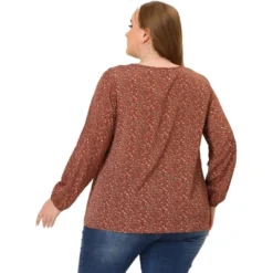 Agnes Orinda Women's Plus Size Chiffon Keyhole Long Sleeve Floral Top -Agnes Sales Store GUEST e4d35dba 593a 4aad a542 f1bf275564c3