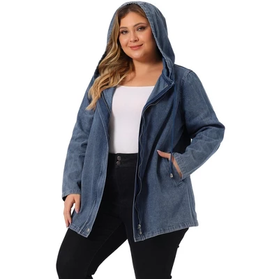 Agnes Orinda Women's Plus Size Layered Drawstring Hood Utility With Pockets Jean Jackets 7 Agnes Orinda Women's Plus Size Layered Drawstring Hood Utility With Pockets Jean Jackets - Image 7