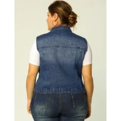 Agnes Orinda Women's Plus Size Buttons With Two Chest Flap Pockets Denim Vests -Agnes Sales Store GUEST e64044f0 09a9 4f85 a637 74b99fe13296
