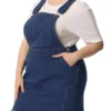 Agnes Orinda Women's Plus Size Fashion Ripped Hem Side Pocket Denim Suspender Mini Sundress