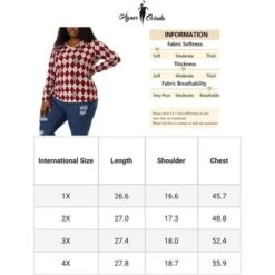 Agnes Orinda Women's Plus Size V Neck Argyle Long Sleeve Stretch Knit Pullover Top -Agnes Sales Store GUEST e664903c 11c5 4376 83ca d1760d57e861