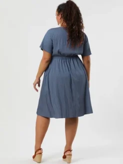 Agnes Orinda Women's Plus Size Tie Waist Short Sleeve Chambray Shirtdress 11 Agnes Orinda Women's Plus Size Tie Waist Short Sleeve Chambray Shirtdress -Agnes Sales Store GUEST e6bcb399 ba35 40eb 99d3 9bafcc3f2b46