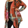 Agnes Orinda Women's Plus Size Tropical Asymmetrical Hem Knit Cardigan