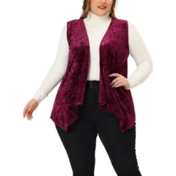 Agnes Orinda Plus Size Velvet Cardigan For Women Fashion Vests Asymmetric Hem Open Front Vest -Agnes Sales Store GUEST e748efc3 afed 45fd 9349 a5aaec3a859b