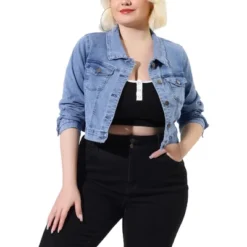 Agnes Orinda Women's Plus Size Cropped Long Sleeve Trendy Fashion Denim Jean Jackets -Agnes Sales Store GUEST e76c706d b42d 45fe 8bcd 69ac02c3f6b9