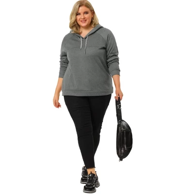 Agnes Orinda Women's Plus Size Pullover Hoodie Knit Long Sleeve Drawstring Work Hooded Sweatshirt 2 Agnes Orinda Women's Plus Size Pullover Hoodie Knit Long Sleeve Drawstring Work Hooded Sweatshirt - Image 2