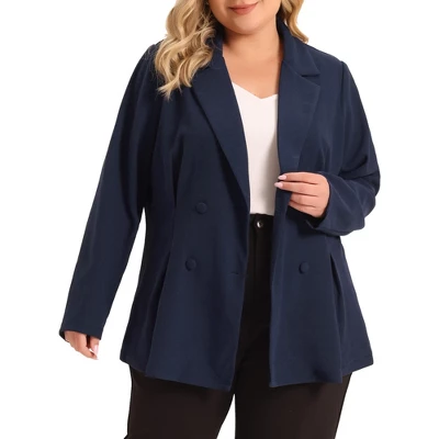 Agnes Orinda Women's Plus Size Lapel Work Double Breasted Jacket Blazers 1 Agnes Orinda Women's Plus Size Lapel Work Double Breasted Jacket Blazers